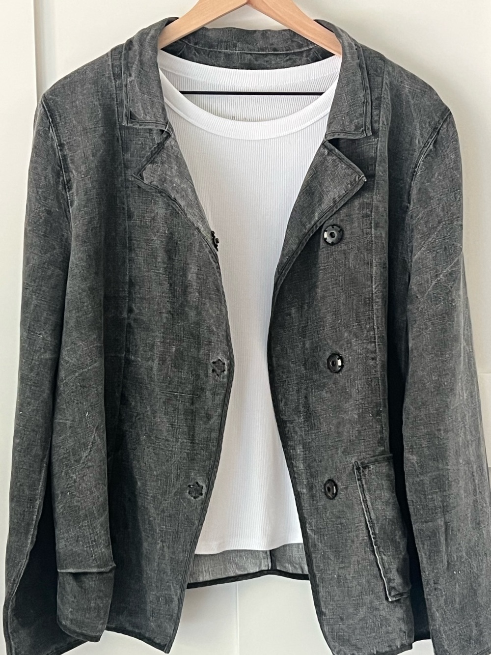 OSKA Charcoal Stonewashed Lagenlook Jacket Size 2